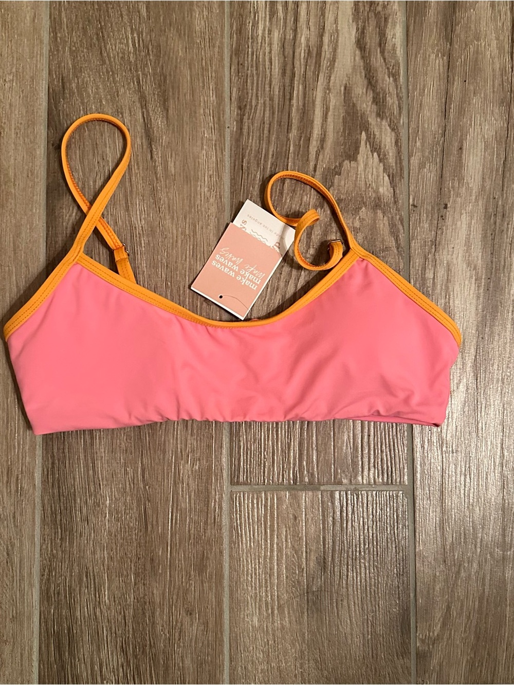 Dippin' Daisy's Pink Bikini Top with Orange Trim size Medium